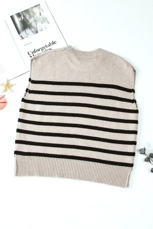 Boxy knitted tank top - apricot stripe - sweater vests