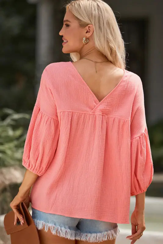 Bracelet sleeve babydoll blouse - blouses