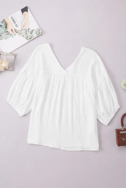 Bracelet sleeve babydoll blouse - blouses