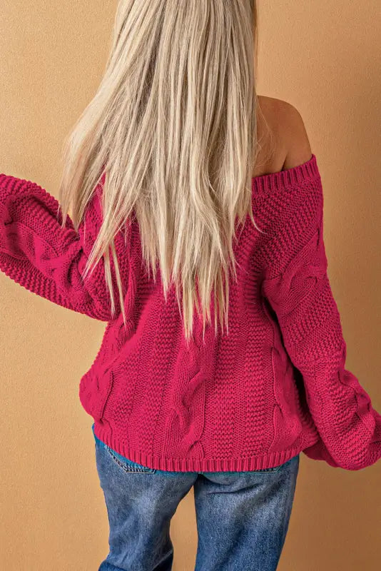 Braided knit sweater - v-neck - sweaters