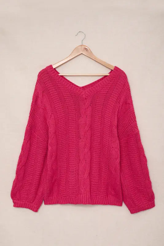 Braided knit sweater - v-neck - sweaters