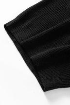 Braided Notched V-Neckline Puff Sleeve Knitted Sweater - Fashionfitz