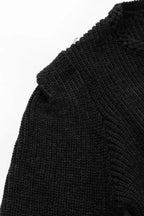 Braided Notched V-Neckline Puff Sleeve Knitted Sweater - Fashionfitz
