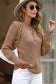 Black braided notched v neckline puff sleeve knitted sweater - tops