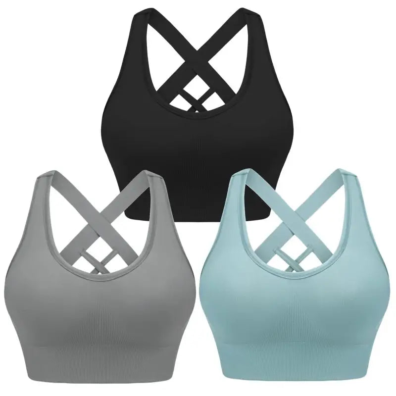 Brake a sweat seamless sports bra - black + blue + grey / s - bras