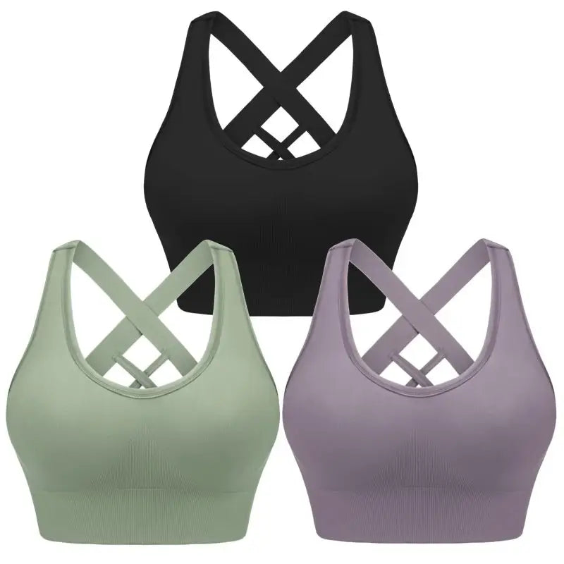 Brake a sweat seamless sports bra - black + purple + green / s - bras