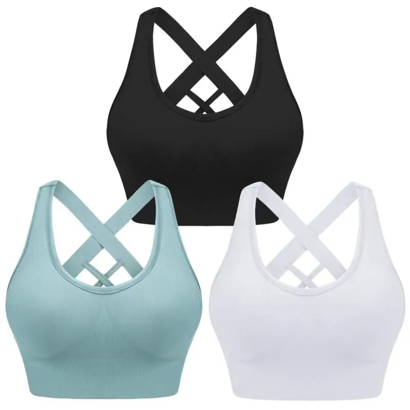 Brake a sweat seamless sports bra - black + white + blue / s - bras