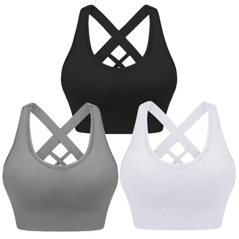 Brake a sweat seamless sports bra - black + white + grey / s - bras