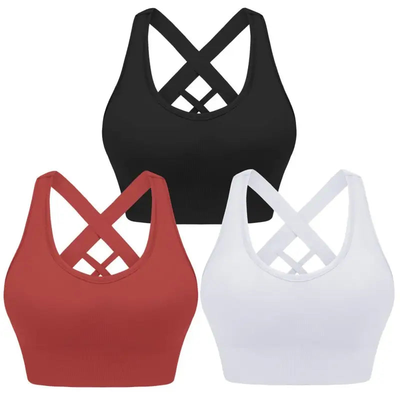 Brake a sweat seamless sports bra - black + white + red / s - bras