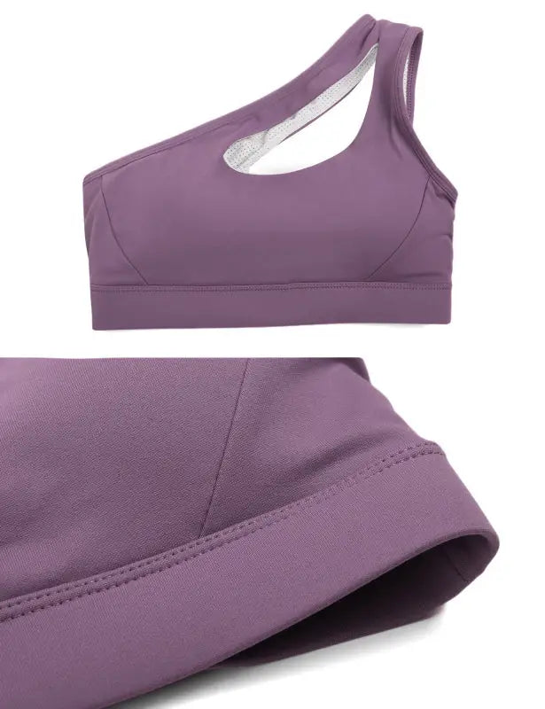 Breeze one-shoulder sports bra - purple grey / s - bras