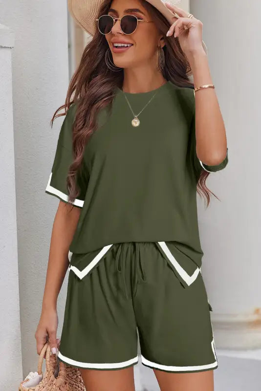 Breezy border shorts outfit - two piece short sets