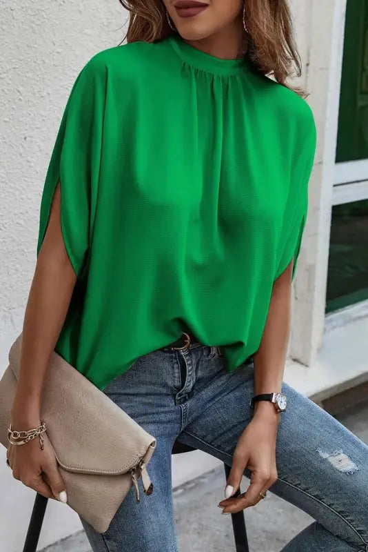 Bright green batwing sleeve blouse - tops/blouses & shirts