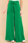 Bright green high waist loops belted wide leg pants