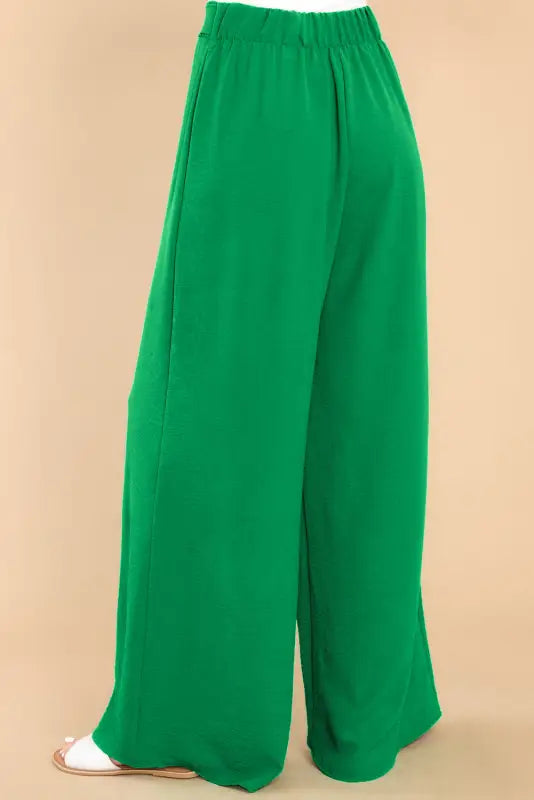 Bright green high waist loops belted wide leg pants