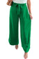 Bright green high waist loops belted wide leg pants