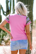 Bright Pink Cap Sleeves Crewneck Sweater - Fashionfitz