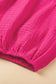 Bright pink crinkled textured square neck puff sleeve and shorts set - loungewear