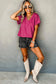 Crinkled V-Neck Wide Sleeve T-shirt - Fashionfitz