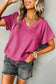 Crinkled V-Neck Wide Sleeve T-shirt - Fashionfitz