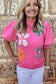 Floral Bubble Short Sleeve Sweater - Fashionfitz