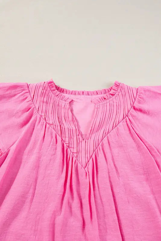 Bright pink flutter gauze blouse - blouses