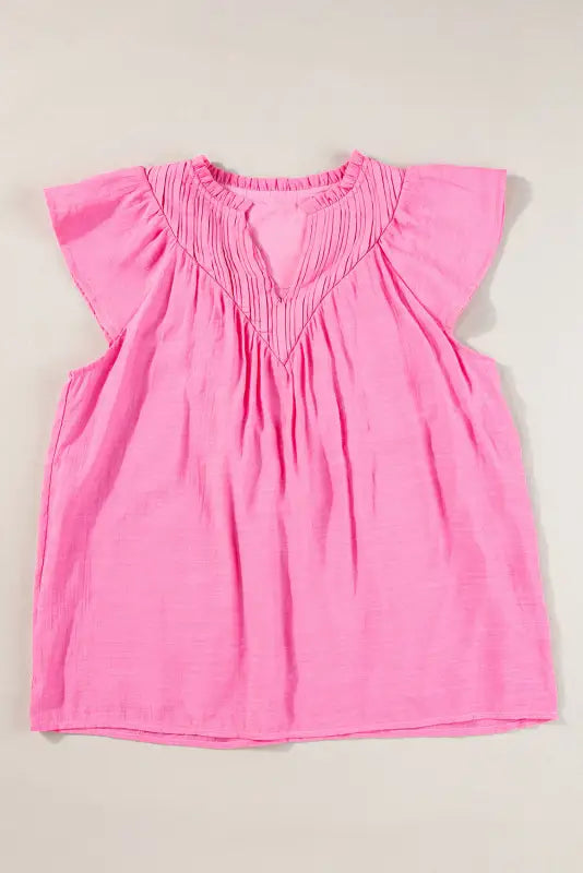 Bright pink flutter gauze blouse - blouses