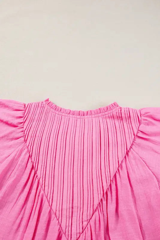 Bright pink flutter gauze blouse - blouses