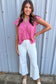 Bright pink flutter gauze blouse - blouses