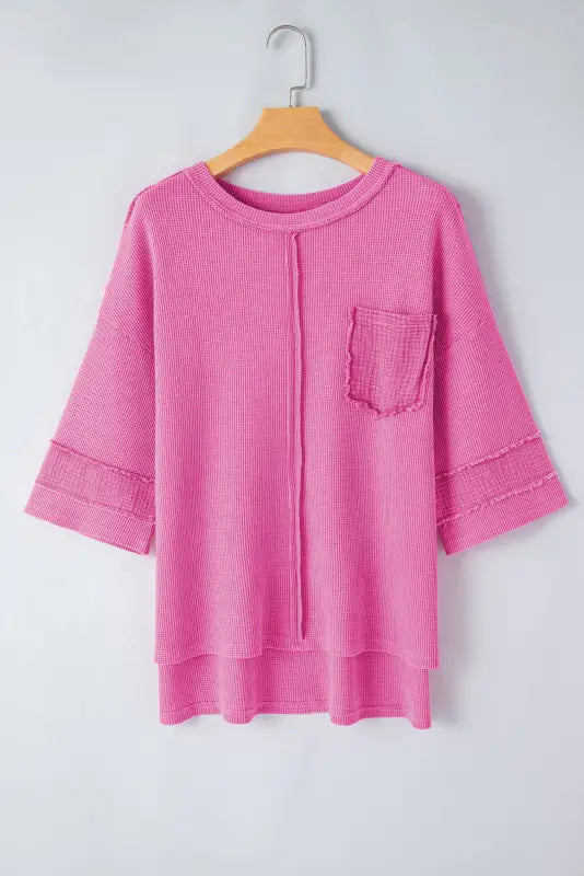 Bright pink oversized mineral wash top - t-shirts