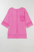 Bright Pink Oversized Mineral Wash Top - Fashionfitz