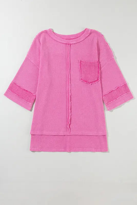 Bright pink oversized mineral wash top - t-shirts