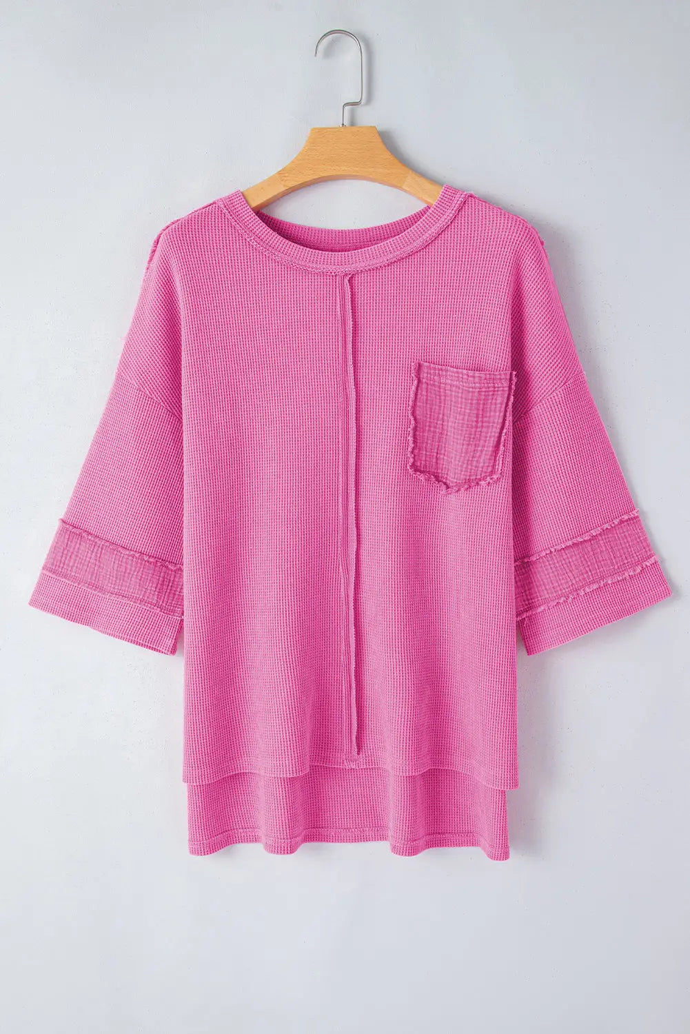 Bright pink oversized mineral wash top - tops/tops & tees