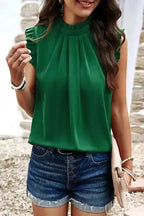 Bright Pink Pleated Sleeveless Top - Fashionfitz