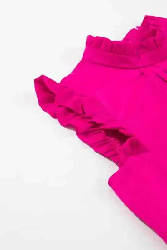 Bright Pink Pleated Sleeveless Top - Fashionfitz