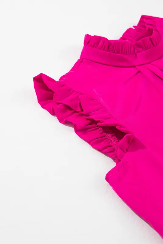 Bright pink pleated sleeveless top - tops/tank tops