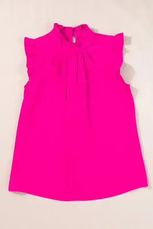 Bright Pink Pleated Sleeveless Top - Fashionfitz