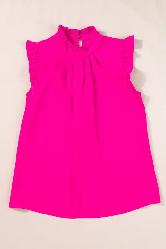 Bright pink pleated sleeveless top - tops/tank tops