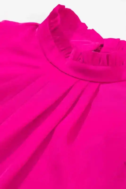 Bright Pink Pleated Sleeveless Top - Fashionfitz