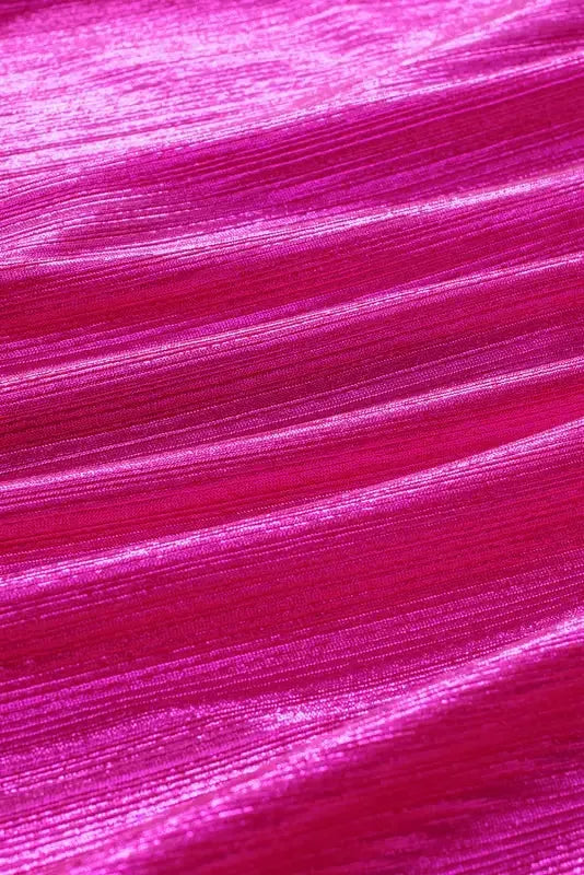 Bright Pink Ruched Sleeves Knotted Backless Blouse - Fashionfitz