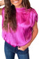 Bright pink ruched sleeves knotted backless blouse - tops