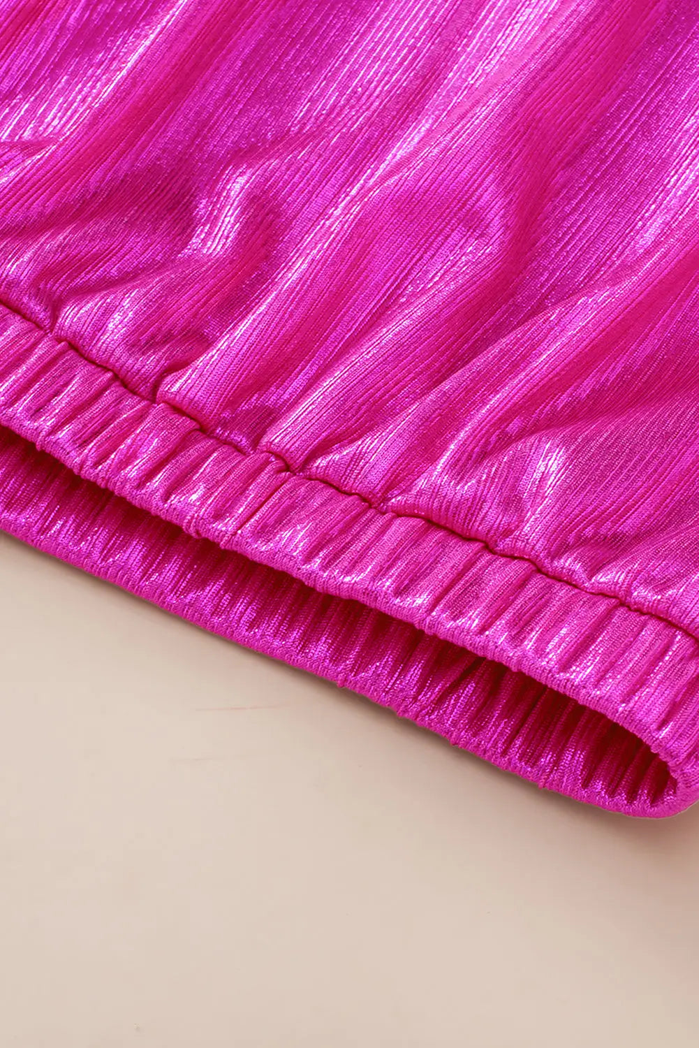 Bright pink ruched sleeves knotted backless blouse - tops