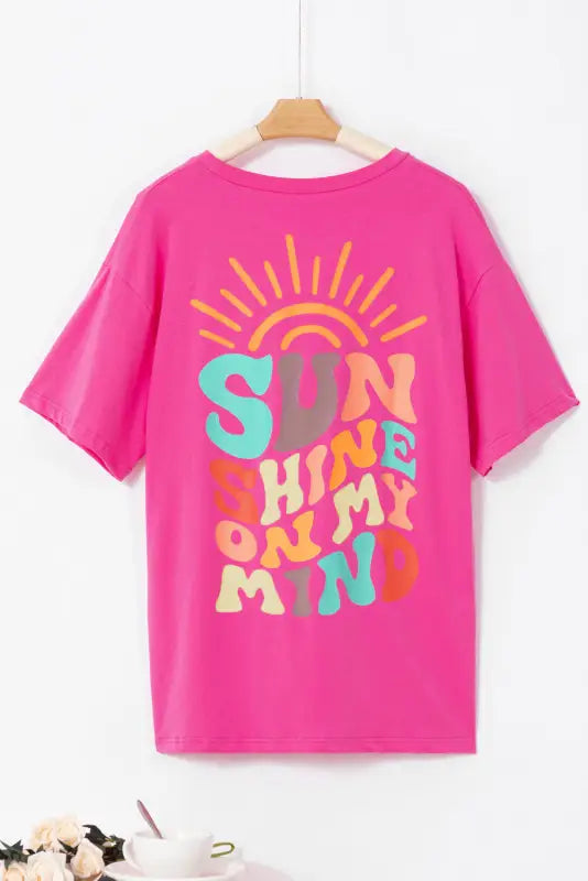 Bright pink sunshine on my mind graphic tee - tops