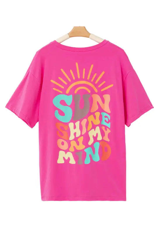 Bright pink sunshine on my mind graphic tee - tops