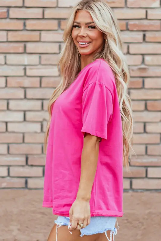 Bright pink sunshine on my mind graphic tee - tops