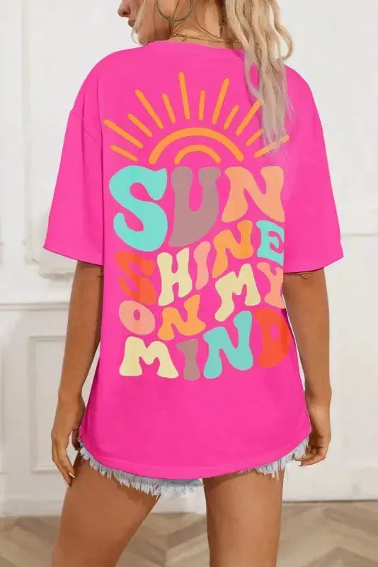 Bright Pink SUNSHINE ON MY MIND Graphic Tee - Fashionfitz