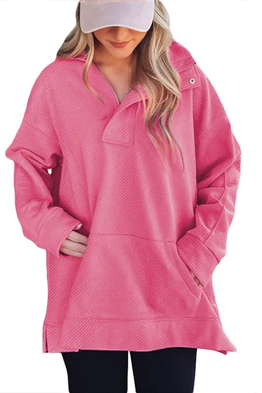 Bright pink textured duster sweatshirt - sweatshits & hoodies