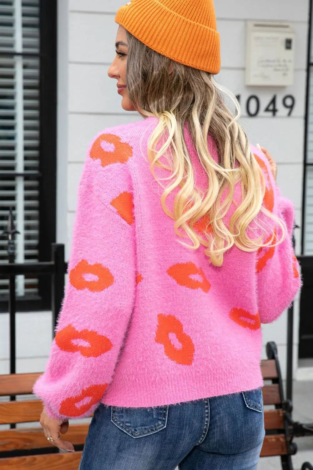Bright pink valentine kisses fuzzy sweater - sweaters & cardigans