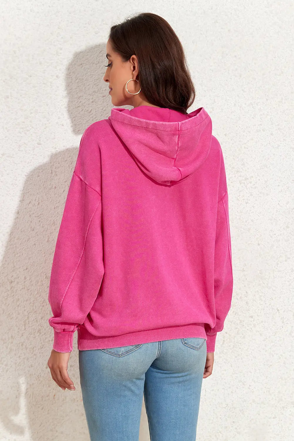 Bright pink vintage wash kangaroo pocket hoodie - sweatshirts & hoodies