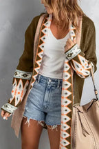 Brown Aztec Print Duster Cardigan - Fashionfitz