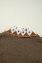 Brown Aztec Print Duster Cardigan - Fashionfitz